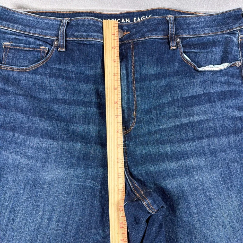 American Eagle Skinny Kick Jeans Women 20 Hi Rise Slim Fit Dark Blue Casual - Picture 5 of 12